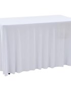vidaXL 2 бр стреч покривки за маса с драперия 120x605x74 см бели