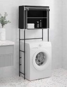 vidaXL 2-етажен стелаж за над пералня черен 71x295x1705 см желязо