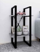 vidaXL 2-етажна библиотека бетонно сива 40x30x70 см инженерно дърво