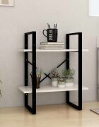 vidaXL 2-етажна библиотека бяла 60x30x70 см борово дърво масив