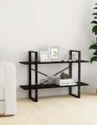 vidaXL 2-етажна библиотека черна 100x30x70 см борово дърво масив