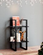 vidaXL 2-етажна библиотека черна 40x30x70 см борово дърво масив