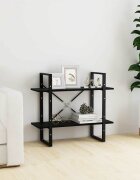 vidaXL 2-етажна библиотека черна 80x30x70 см борово дърво масив