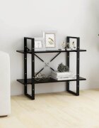 vidaXL 2-етажна библиотека черна 80x30x70 см инженерно дърво