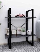 vidaXL 2-етажна библиотека сив 60x30x70 см инженерно дърво