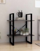vidaXL 2-етажна библиотека сива 60x30x70 см борово дърво масив