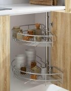 vidaXL 2-етажна кошница за кухня сребриста 180 градуса 75x38x80 см