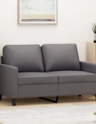 vidaXL 2-местен диван сив 120 см изкуствена кожа