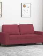 vidaXL 2-местен диван Виненочервен 140 см текстил