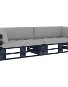 vidaXL 2-местен палетен диван с възглавници бор с черна импрегнация