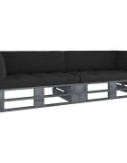 vidaXL 2-местен палетен диван с възглавници бор със сива импрегнация
