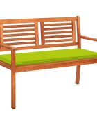 vidaXL 2-местна градинска пейка с възглавница 120 cм евкалипт масив