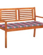 vidaXL 2-местна градинска пейка с възглавница 120 cм евкалипт масив