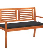 vidaXL 2-местна градинска пейка с възглавница 120 cм евкалипт масив