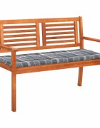 vidaXL 2-местна градинска пейка с възглавница 120 cм евкалипт масив