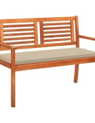vidaXL 2-местна градинска пейка с възглавница 120 cм евкалипт масив