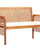 vidaXL 2-местна градинска пейка с възглавница 120 см акация масив
