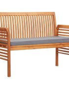 vidaXL 2-местна градинска пейка с възглавница 120 см акация масив
