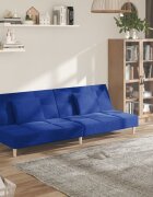 vidaXL 2-местно разтегателно канапе с две възглавници синьо текстил