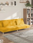 vidaXL 2-местно разтегателно канапе с две възглавници жълто текстил