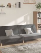 vidaXL 2-местно разтегателно канапе светлосиво текстил