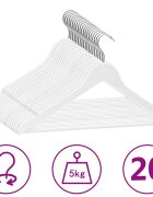 vidaXL 20 бр Комплект закачалки за дрехи антиплъзгащи бял твърдо дърво