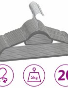 vidaXL 20 бр Комплект закачалки за дрехи антиплъзгащи сиво кадифе