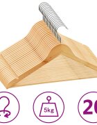 vidaXL 20 бр Комплект закачалки за дрехи антиплъзгащи твърдо дърво