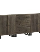 vidaXL 3 броя бюфети черен 60x33x75 cm Масивна дървесина Манго