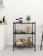 vidaXL 3-етажен стелаж за съхранение 60x35x76 см черен 150 кг