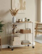 vidaXL 3-етажен стелаж за съхранение с колела 60x35x81 см хром 150 кг
