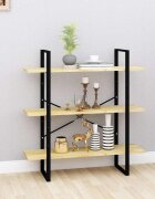 vidaXL 3-етажна библиотека 100x30x105 см борово дърво масив