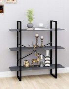 vidaXL 3-етажна библиотека сива 100x30x105 см борово дърво масив