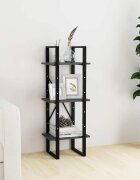 vidaXL 3-етажна библиотека сива 40x30x105 см борово дърво масив
