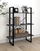 vidaXL 3-етажна библиотека сива 80x30x105 см борово дърво масив
