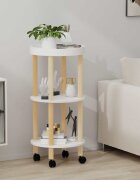 vidaXL 3-етажна количка бяла 38x38x82 см инженерно дърво и бор масив