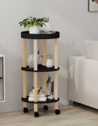 vidaXL 3-етажна количка черна 38x38x82 см инженерно дърво и бор масив