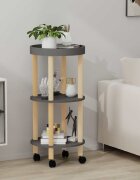 vidaXL 3-етажна количка сива 38x38x82 см инженерно дърво и бор масив