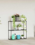 vidaXL 3-етажна стойка за растения Черно 100 x 32 x 102 см Стомана
