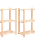 vidaXL 3-етажни стелажи 2 бр 60x38x90 см бор масив 150 кг