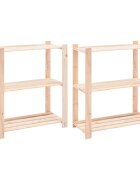 vidaXL 3-етажни стелажи 2 бр 80x38x90 см бор масив 150 кг