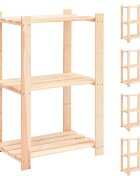 vidaXL 3-етажни стелажи 5 бр 60x38x90 см бор масив 150 кг