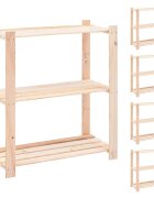 vidaXL 3-етажни стелажи 5 бр 80x38x90 см бор масив 150 кг