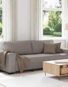 vidaXL 3-местен диван бежов 220x77x82 см плат