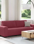 vidaXL 3-местен диван бордо 220x77x82 см плат