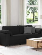 vidaXL 3-местен диван Черен 220 cm текстил