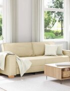 vidaXL 3-местен диван Крем 220 cm текстил