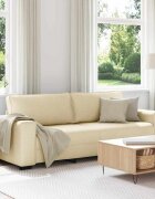 vidaXL 3-местен диван кремав 220x77x82 см плат