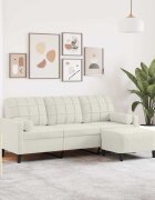 vidaXL 3-местен диван с табуретка кремав 180 см кадифе