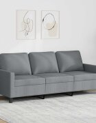vidaXL 3-местен диван светлосив 180 см плат